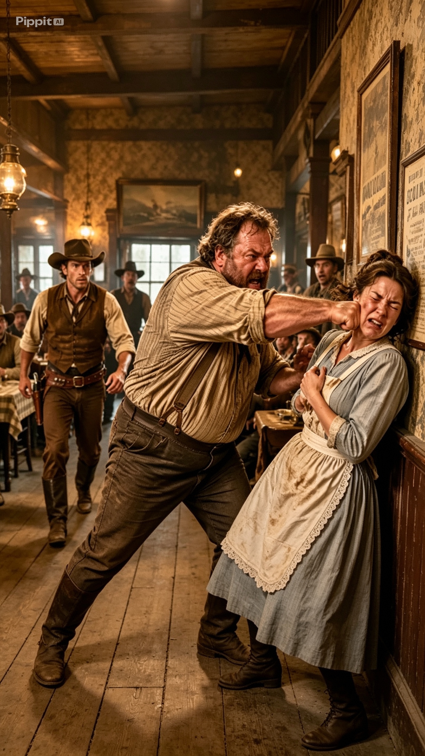 Emma Hartley’s hand closed around the handle of that knife the moment Vernon McCrae’s fingers touched her wrist. Her whole body was shaking, not from fear, not anymore, but from something harder. Something that had been building inside her chest for three long years behind that saloon bar.